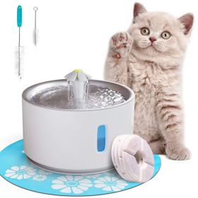 Automatic Cat Water Fountain 81oz White Water Cat Fountain with 4 Filters 2 Brushes Mat LED Light Water Level Window Plastic and Stainless Steel