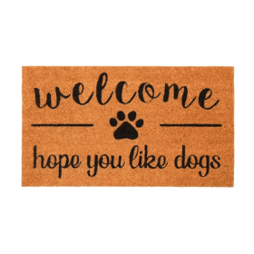 Coir Doormat Front Door Mat With Non Slip PVC Backing Printed Indoor Outdoor Mats For Home (Color: Brown)